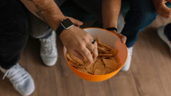 person eating chips